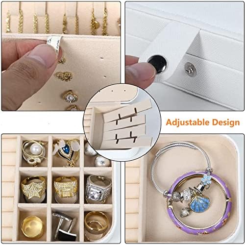 Chelory Jewellery Box Organiser, Small Travel PU Leather Jewelry Storage Case for Rings Earrings Necklace Bracelets Faux Leather Jewelry Gift Box Girls Women (White)