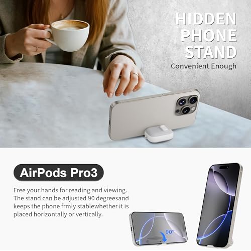 Image of for AirPods Pro 3 Case with Lock,TPU Leather Texture Durability Anti-Lost & Shockproof Protective Cover Accessories with Cleaning Kit in Keychain for Apple iPod Pro 3rd Generation 2025(White /Grey)