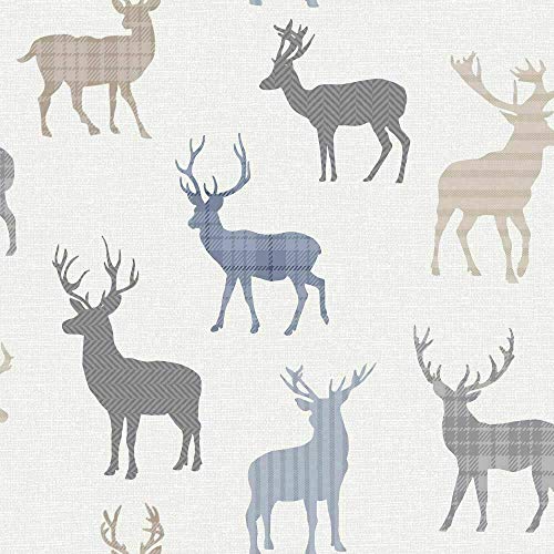 Image of Arthouse Wallpaper Country Stag Blue Grey 942402 Full Roll