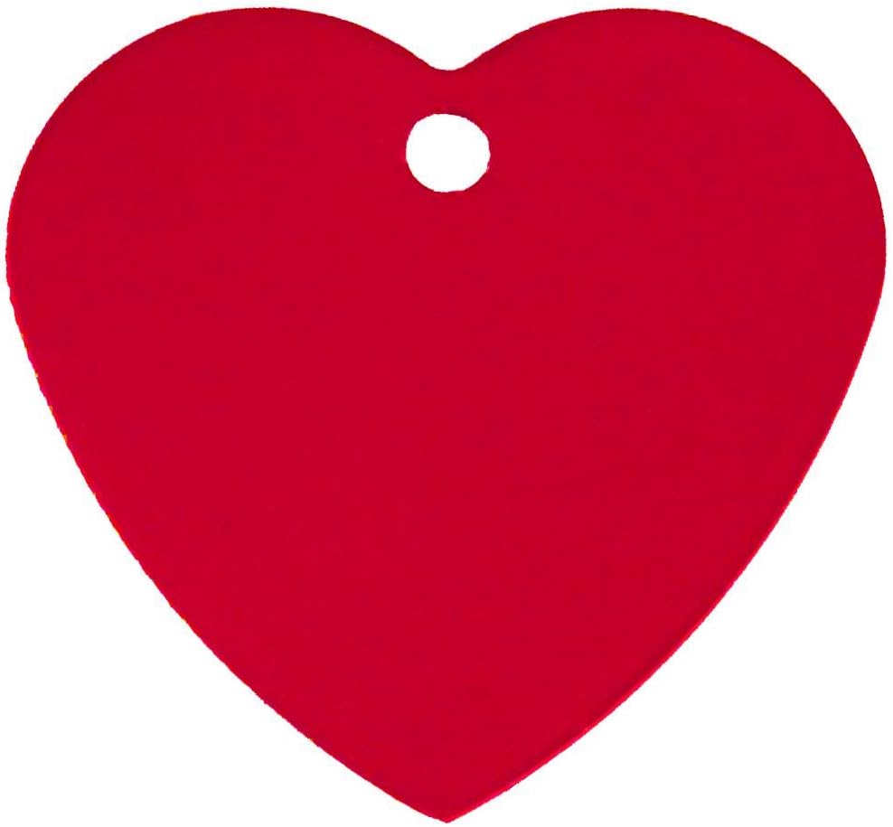 10 Bulk Wholesale Blank Heart Shape Premium Pet Id Tag, 9 Colors, 2 Sizes to Choose from (Red, Large)