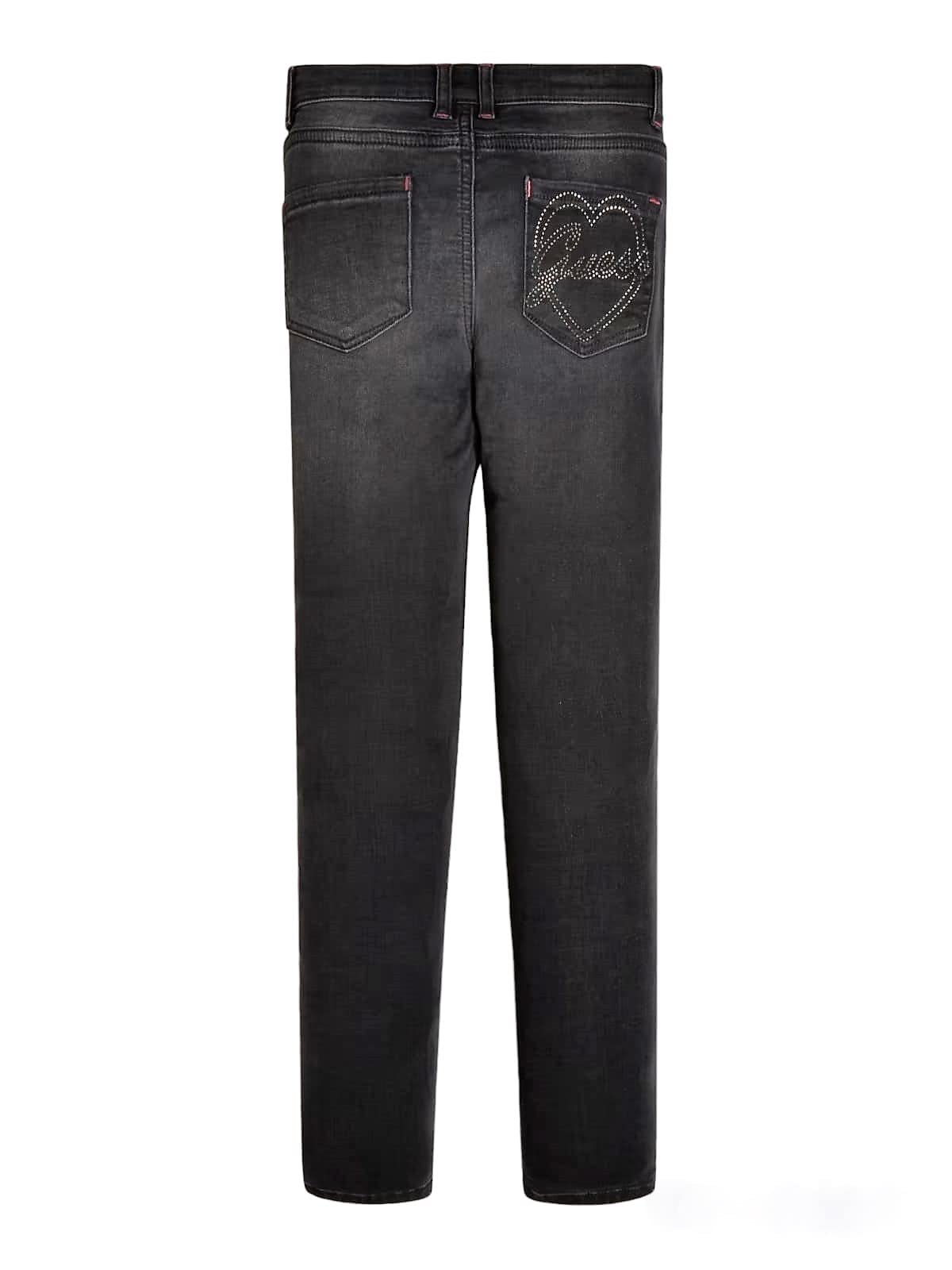 GUESS Pantalone Jeans Ragazza 16 Anni - 170 cm Color Nero con Borchiette Cuore sulla Tasca Posteriore