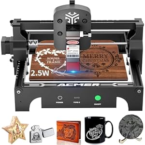 ACMER S1 Laser Engraver for Beginner Mini Laser Engraving Machine for Wood, Leather, Plastic, Laser Class4 (Black, S1 2500mW)