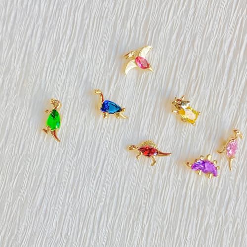 Pendientes de dinosaurio en cobre con circonitas brillantes 6
