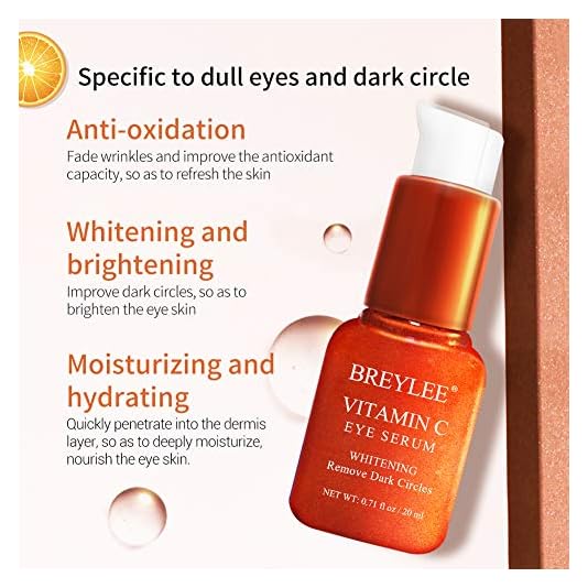 Vitamin C Eye Serum, BREYLEE Whitening Eye Treatment for Dark Circles