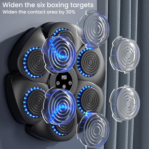 Image of Music Boxing Machine Bluetooth Wall-Mounted with Boxing Gloves, 9 Speed Modes and Counting Mode, Fun-Filled and Safe Exercise for Adults & Children (SS-03)