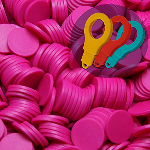 SchwabMarken - Fichas para carro de la compra (incluye 3 soportes para llaves) Menge: 50 rosa neón