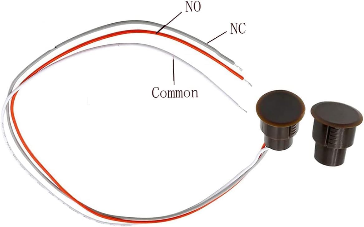 RC-36 NC/NO Magnetic Reed Switch Recessed Wired Door Window Alarm, Magneti Door Switch, Contact Sensor, for Home Security and Burglar Alarm Systems, Sets of 10, (Brown)