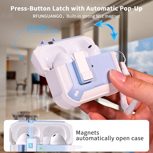 Image of AirPods Pro 3 Case with Safety Lock Phone Stand Magsafe, Light Blue