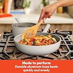 bella 7 Piece Cookware Set with EverGood™ Ceramic Nonstick Coating​, Dishwasher Safe Oven Safe, All Stovetops Compatible, Glass Lids with Silicone Rims, Cool Touch Handles, Oatmilk - Image 5