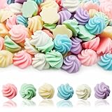 100 pcs Mini Cookie Cream Flatback Resin Charm,Fake Candy Whipped Cream Realistic Dessert Cracker Model for DIY Scrapbooking Embellishment Phonecase Hair Clip Jewelry Craft