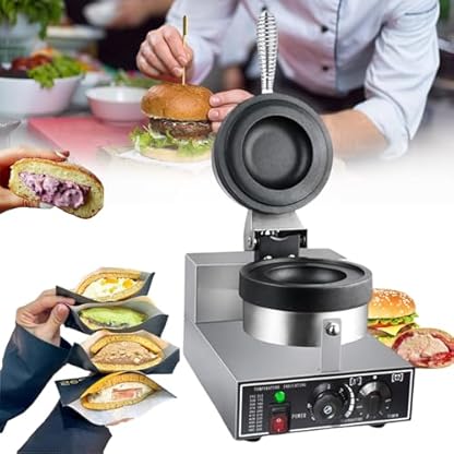 Elektrische Burger-Presse Elektrische Burger-Maschine, kommerzielle elektrische Burger-Eisen, 1200 W, antihaftbeschichtete Burger-Presse, Edelstahl-Maschine, Presse, Sandwichmaker für Zuhaus