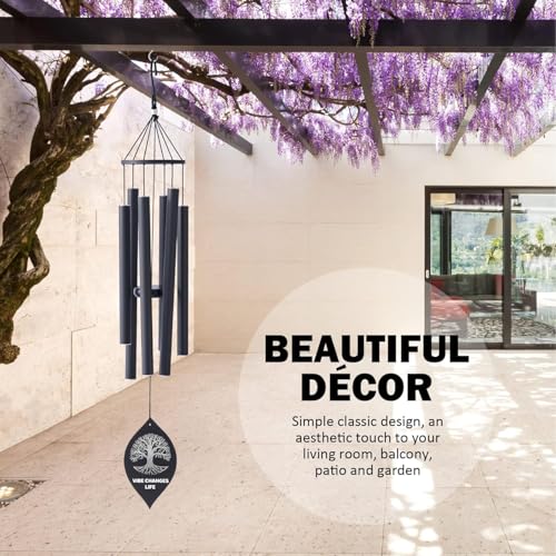 Image of Paradigm Pictures 30.5 inch Big Wind Chimes for Home Balcony Positive Energy- Positive Energy Items (Black 6 Pipe Wind Chime) (Full Black)