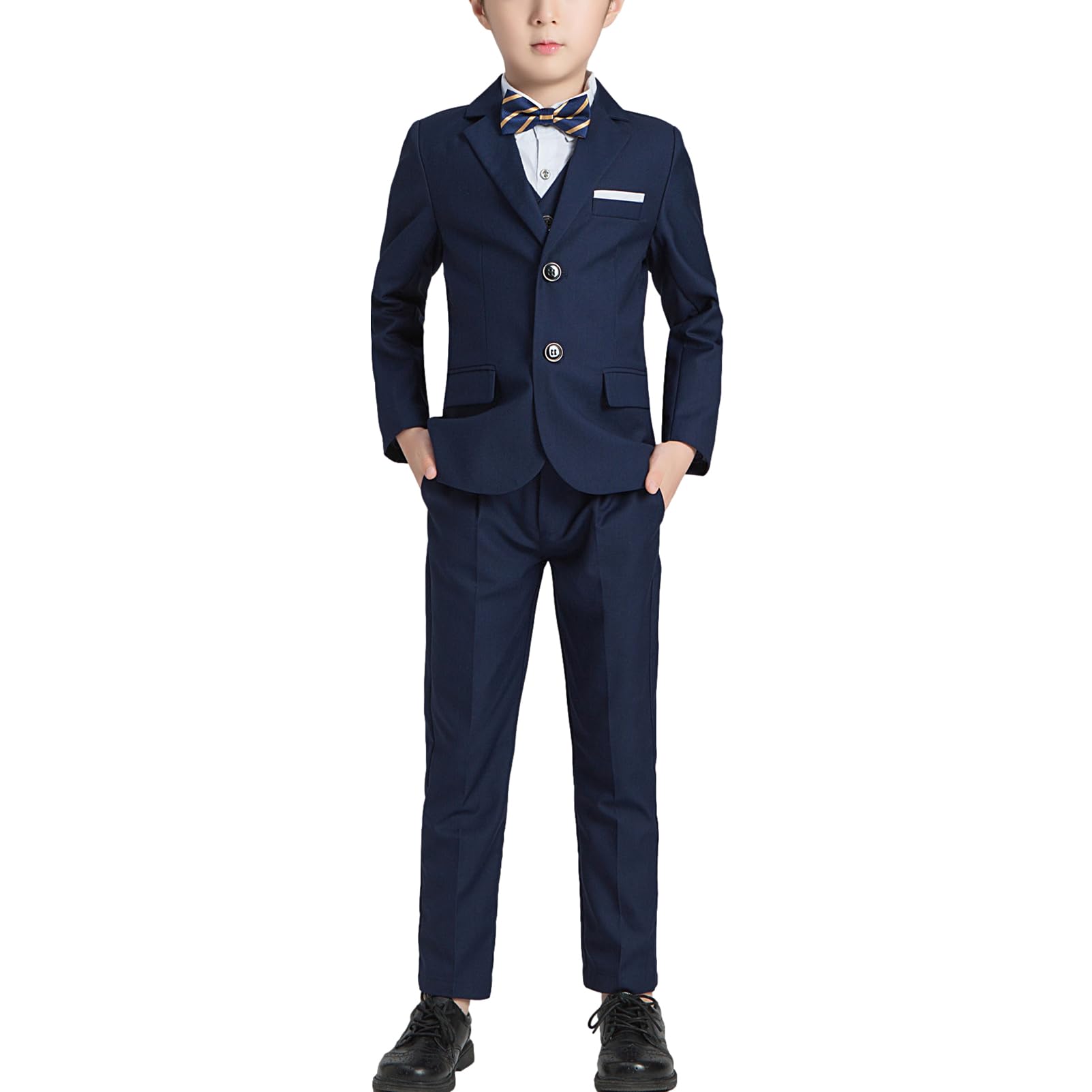 amropi Completo Elegante per Bambino Ragazzi Formale Set 4 Pezzi Blazer Giacca + Pantaloni + Camicia + Papillon Abito da Sposa da 1-13 Anni