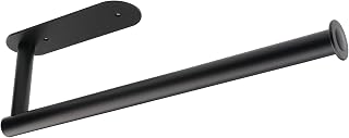 Paper Towel Holder Under Cabinet, New Upgraded Aluminum Self-Adhesive or Drilling Wall Mount Paper Towel Rack, Towel Paper Bar for Kitchen, Pantry, Sink, Bathroom (Black)