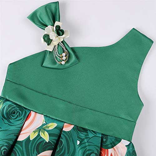 Nssmwttc Flower Girls Dresses Child Christmas Halloween Easter Formal Bridesmaid New Year Knee Dress (Green,150) #TOP2