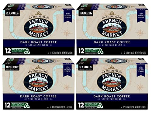 French Market Coffee, St. Charles Blend, Single Serve Coffee K-Cup Pods, Dark Roast, 12 Count (Pack Of 4) #TOP26