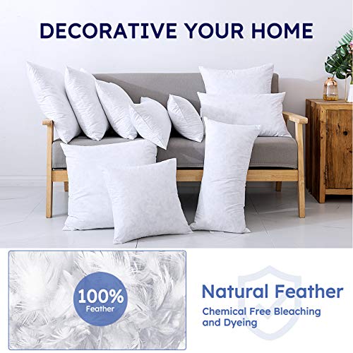 DOWNCOOL 100% Cotton Stuffer Throw Pillow Insert, Square Down and Feather Filled Decorative Bed Sofa Insert, 18x18 Inch, White - Thumbnail 2