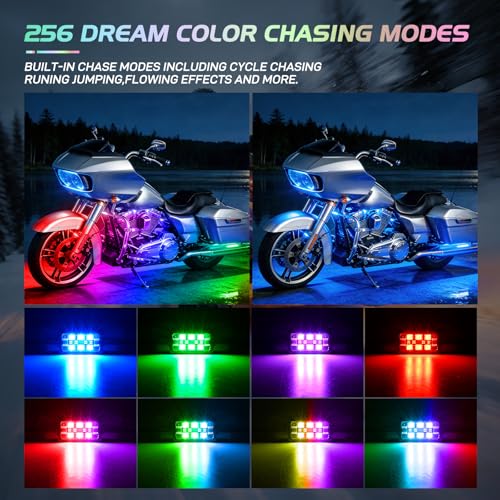 Image of Nilight 8PCS Motorcycle Dream Color LED Light Kits with APP&Remote Control