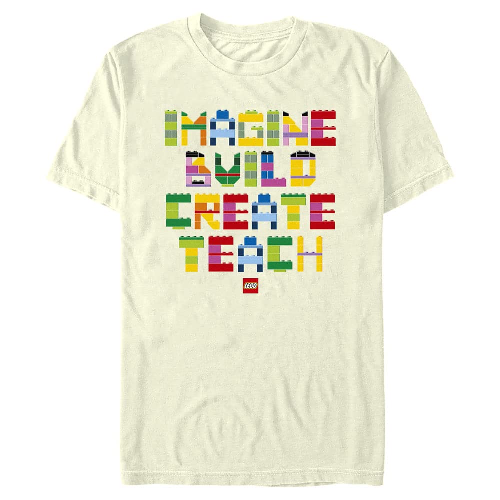 Fifth Sun Men's Imagine Build Create Teach T-Shirt, Beige, S