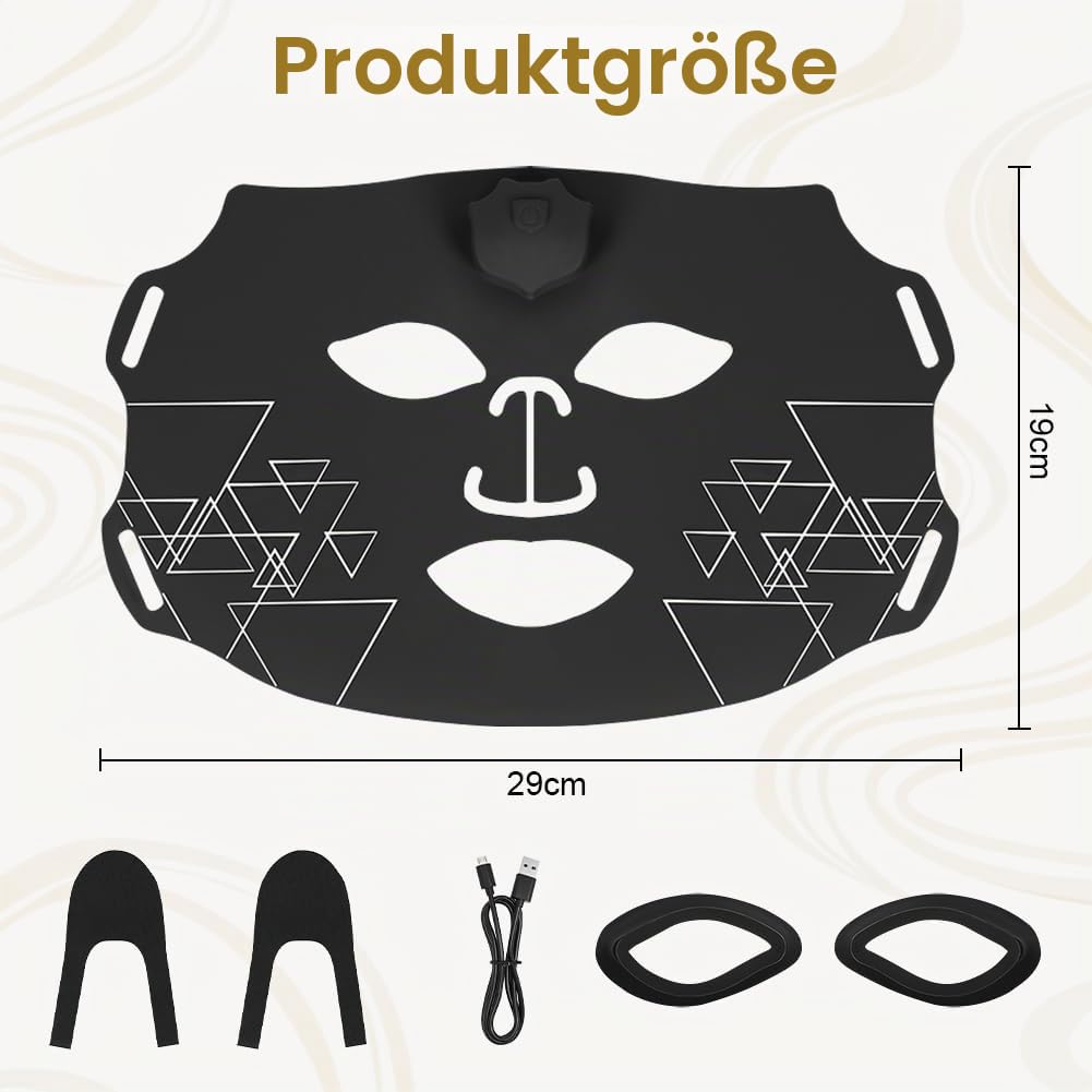 Vicloon LED Maske Gesicht, 7 Farben Led Lichttherapie Gesichtsmaske, NIR, rote und blaue, Aufladbar Flexible Rotlicht Maske Gesichts für den Heimgebrauch, für Hautpflege, Anti-Aging, glatte Haut