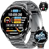 Smart Watch for Men(Answer/Make Calls), 1,7'' HD Large Screen Men's Smartwatch with 800mAh Batterry/Flashlight/Heart Rate/Sleep Monitor/100+ Sport Modes, IP68 Waterproof Fitness Watch, Black