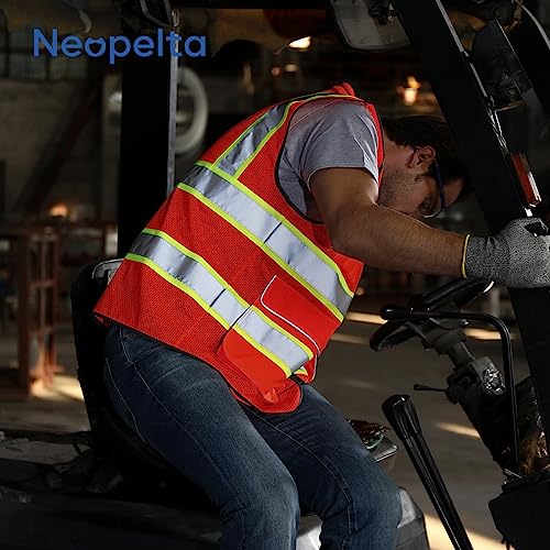Neopelta Reflective Safety Vest Red Mesh, High Visibility Vest with Pockets and Zipper, Padded Neck, Red with Yellow Trim 2X by Neopelta - Used condition - Image 6