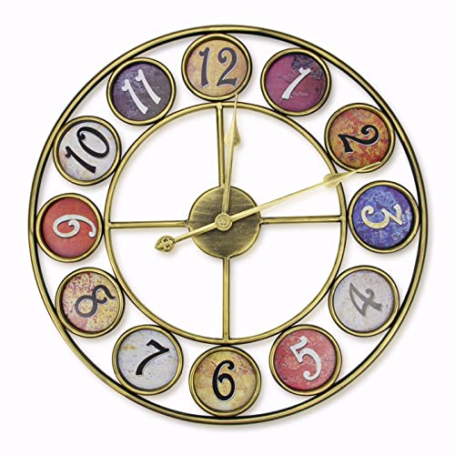 24” Metal Number Large Wall Clock, Mute Creative Vintage Silent Wall Art Clock Industrial Gear Clock, Indoor Silent Non Ticking Large Round Decorative Clock For Living Room, Kitchen, Home, Loft  #TOP7