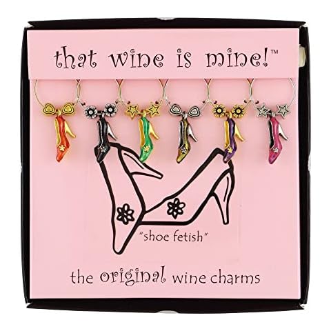 Wine Things 6-Piece Wine Glass Markers Wine Glass Charms Wine Glass Tags for Stem Glasses Wine Tasting Party, Wine Charm (Shoe Fetish) Cover
