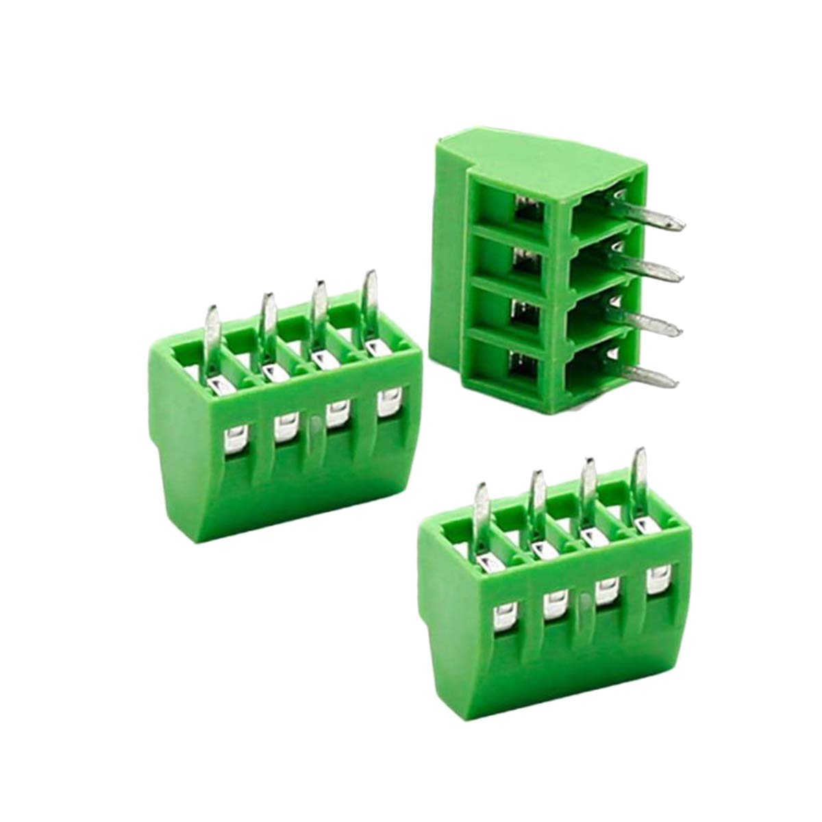 LYLGO (15pcs) 2.54mm Pitch 4-Pin PCB Screw Terminal Block Connector, Rated 150V 6A Green PCB Terminal Block
