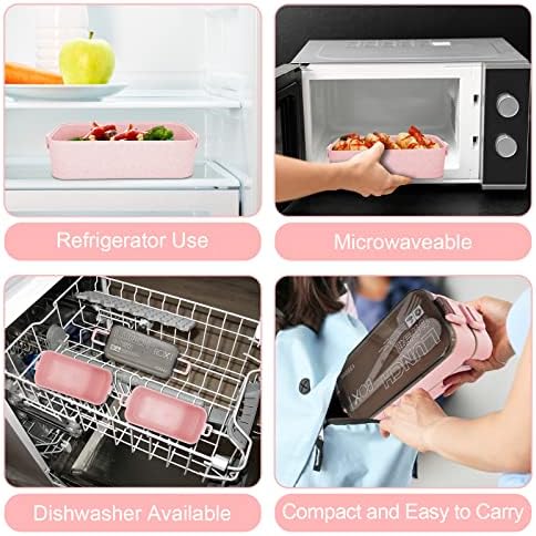IJIAMY Bento Box with 2-Layer Compartment Lunch Box Adults, Sandwich Box, Bento Lunch Box for Adults and Kids Suitable for Microwave and Dishwasher, BPA Free