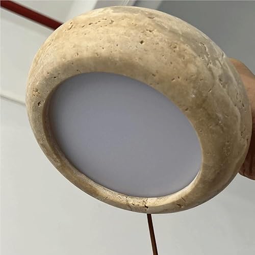 Miniatura 7 de Lámpara colgante japonesa Wabi-Sabi 3000K luz cálida LED lámpara colgante vintage amarillo travertino lámpara colgante con detalles de madera para