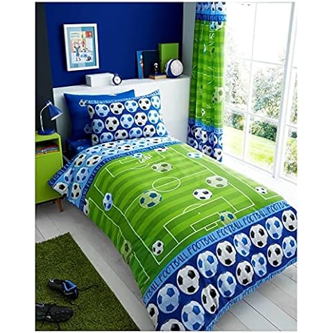 GC GAVENO CAVAILIA Premium Goal Blue Single Duvet Cover Set, Easy Care Reversible Polycotton Football Bedding, Blue Cover