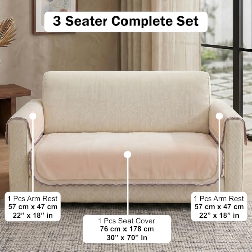 Image of Story@Home Velvet Sofa Cover 3 Seater Set (76x178cm) with Arm Rest Covers |Anti Slip Sofa Mat 3 Seater for L Shape Sofa Cover |Measure Your Sofa & Create Your Own Customized Set - Ombre Cotton Candy