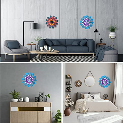 Litially Outdoor Metal Flower Wall Art Garden Decor Cute Flowers Decorations Hanging For Outside Yard Porch Lawn Blue 12X12 Inches #TOP1