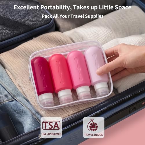 Image of Gemice Travel Bottles for Toiletries, Tsa Approved Travel 6oz Size Containers with Clear Bag, BPA Free Leak Proof Travel Tubs Refillable Liquid Travel Accessories for Cometic Shampoo Lotion