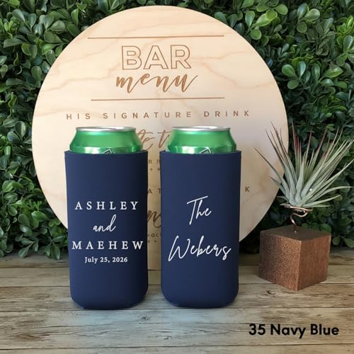 Image of 100 PCS Customized Wedding Can Coolers Personalized Wedding Favors Monogram Can Holders (Custom, 100 can cooler)