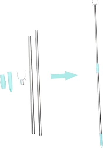 Miniatura 5 de Varilla telescópica de acero inoxidable para colgar ropa ropa que alcanza poste gancho varilla balcón uso en el hogar