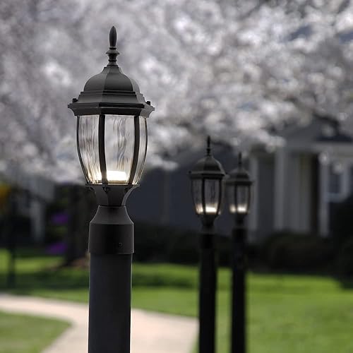 Miniatura 6 de Maxxima Farol LED para poste de luz exterior con vidrio de agua transparente, luz exterior impermeable para montaje en poste, 900 lúmenes, luz de