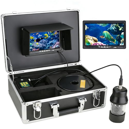 Buscador de peces con cámara de pesca subacuática HD de 7 pulgadas, impermeable, con visión giratoria de 360 grados, visión clara de 20 m y monitor LCD, 38 luces LED