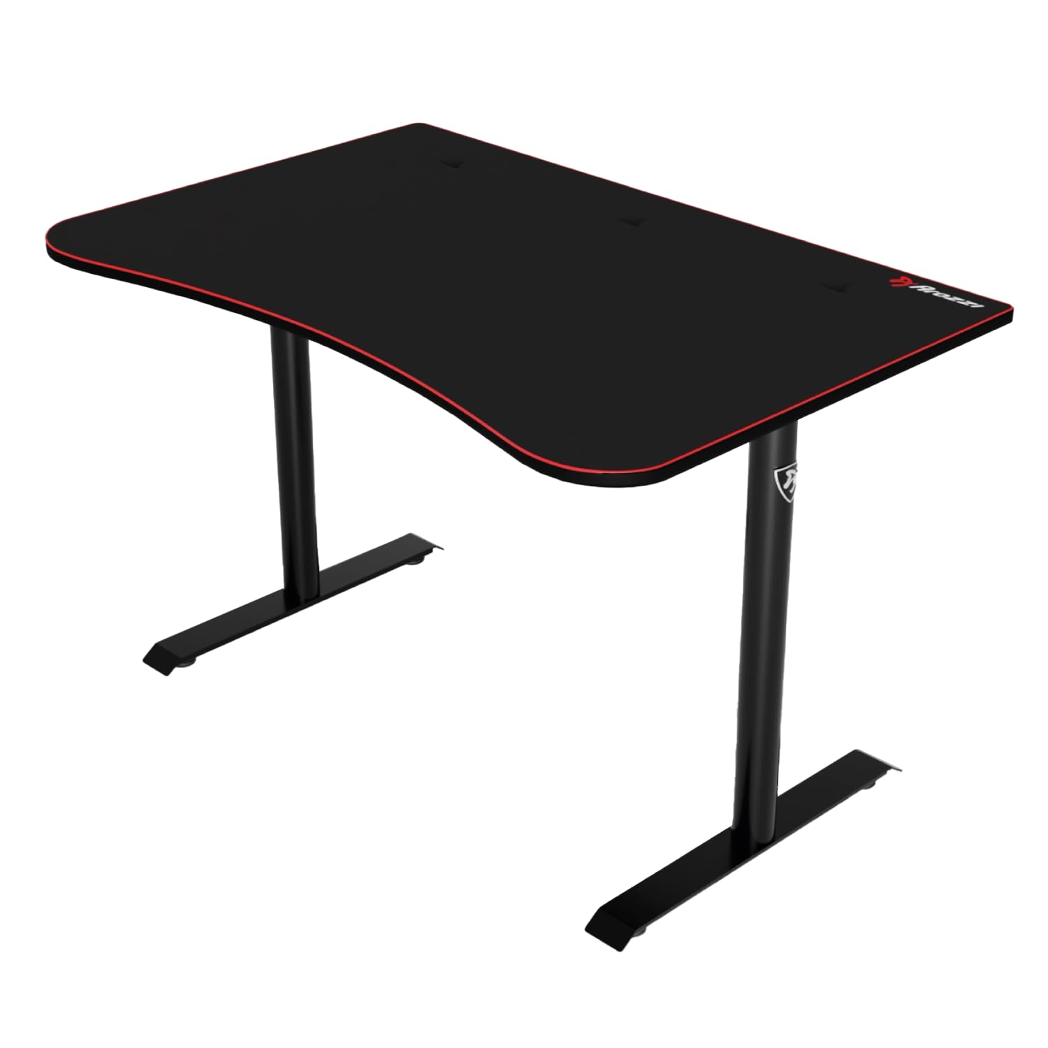 Arozzi Arena Fratello Gaming Tisch Schwarz | gebogen, vollflächige Schreibtischunterlage, Kabelmanagement, Monitorhalterung