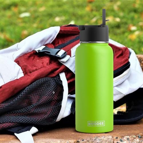 Image of koodee Water Bottle-32 oz Stainless Steel Vacuum Insulated Water Bottle with Straw Metal Sports Flask for Adults (Apple Green)