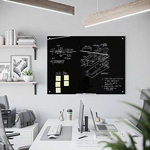 U Brands Glass Dry Erase Board, 47 X 35 Inches, Black Non-Magnetic Surface, Frameless #TOP4