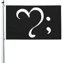 Heart Semicolon Suicide Prevention Awareness Flag 3x5 Ft Double Sided Outdoor, Garden Yard Decoration Banner with Brass Grommets, for Home, Porch, Wall