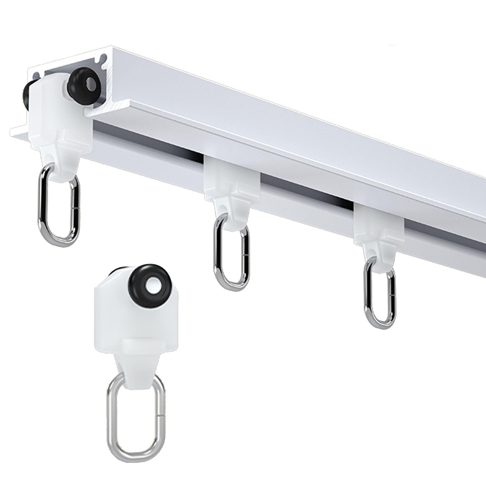 APMOE Ceiling Mount Hidden Recessed Invisible Curtain Track, Curved Recessed Ceiling Track Curtain Rail, Heavy Duty Aluminum Bendable Ceiling Curtain Track