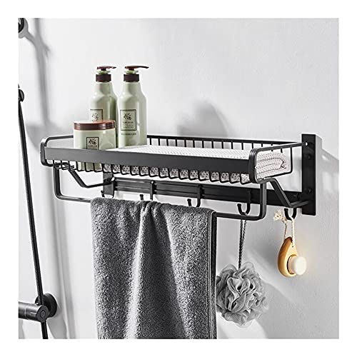 Porte-serviettes mural sans perçage avec étagère de rangement - 7