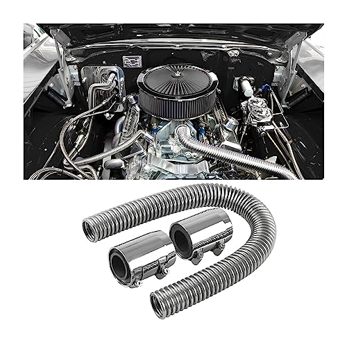 BELOMI 24 Stainless Steel Radiator Hose Stainless Steel Engine Cooling Water Hose Kit Flexible Coolant Water Hose Universal Water Hoses Adapter with Chrome Cap Clamp