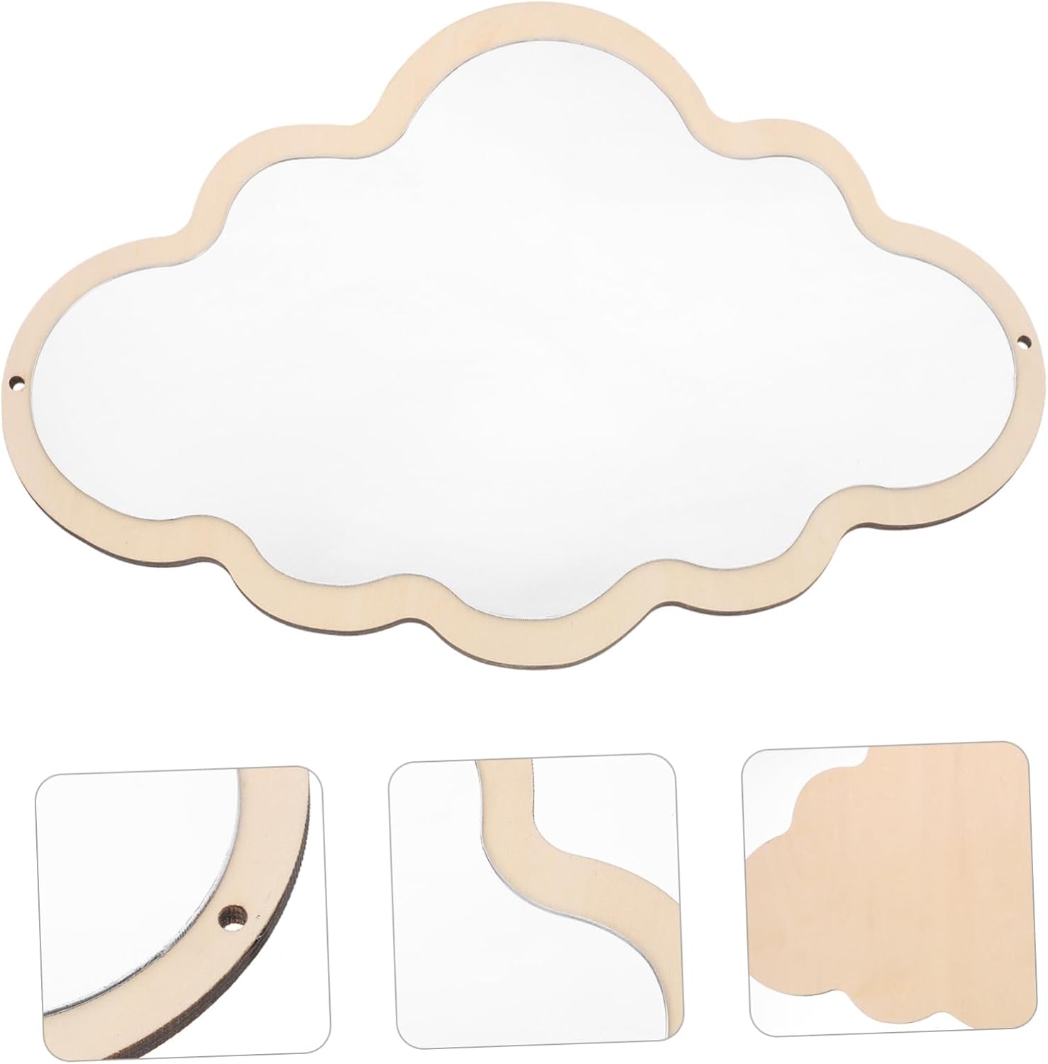 Nordic Safety Mirror Wooden Cloud Tabletop Decoration for Nursery Detachable Base Non Slip Design for Rooms and Play Areas