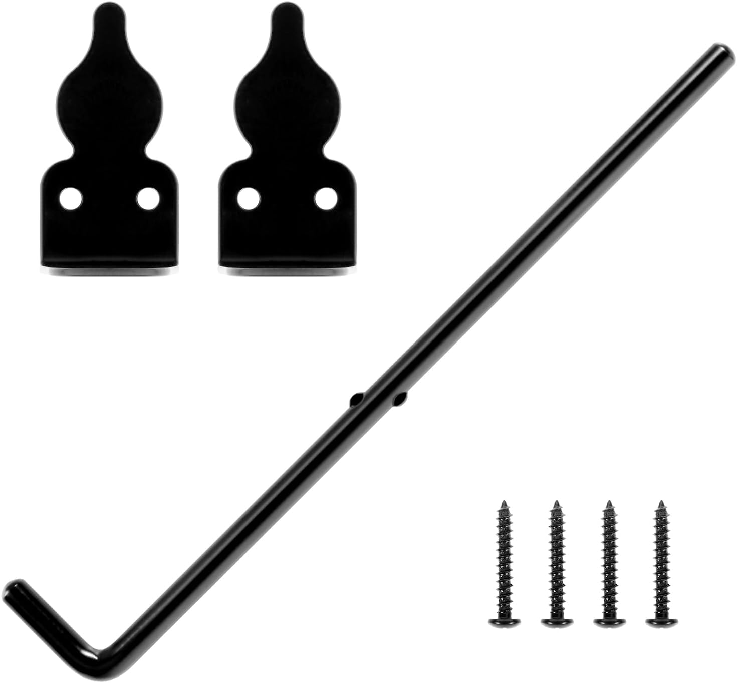 1 Pack 18" Cane Bolt Iron Gate Drop Rod Fence Gate Stopper Cane Latch for Wood PVC Vinyl Metal Gate Lock Pole Exterior Interior Outdoor Heavy Duty Farm Barn Bar Door Hardware, Ground Latch Anchor