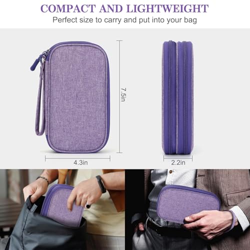Image of FYY Travel Cable Organizer Pouch Electronic Accessories Carry Case Portable Waterproof Double Layers All-in-One Storage Bag for Cord, Charger, Phone, Earphone Dark Purple
