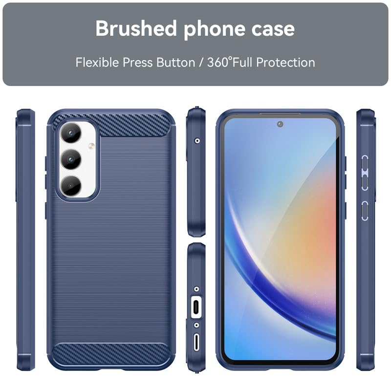 Image of Hybrid Carbon Fiber Back Case for Samsung Galaxy A35 5G (Blue)